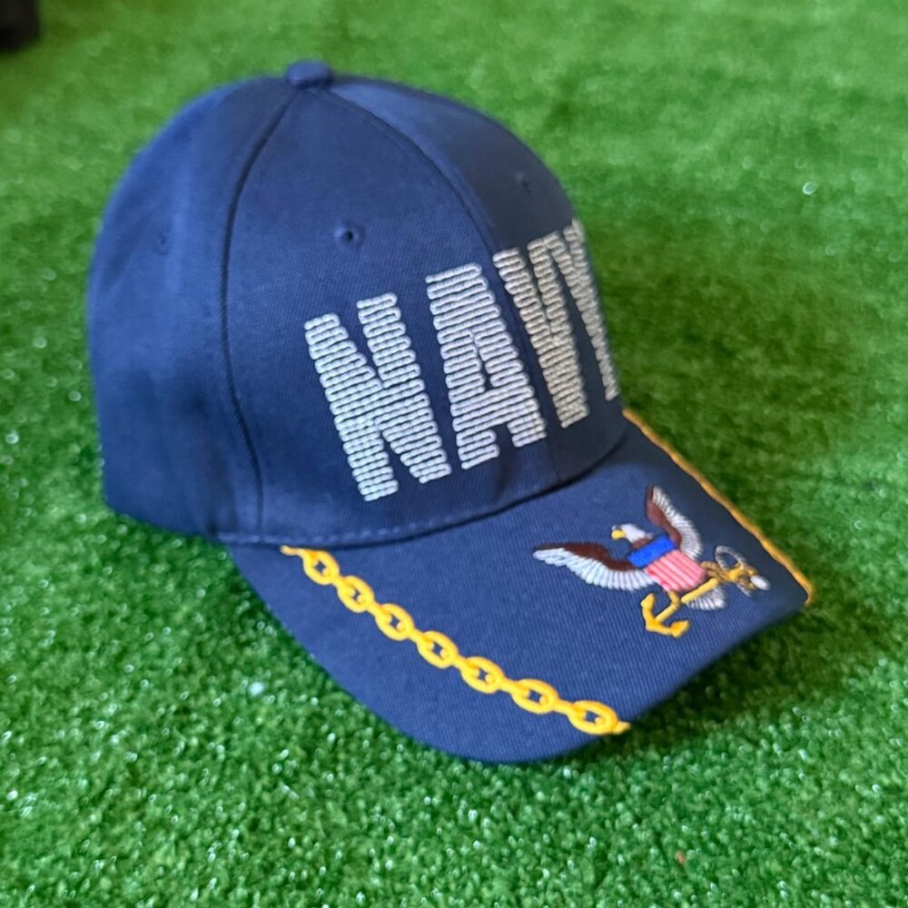 U.S. Navy USN Eagle Emblem Embroidered Blue Adjustable Baseball Cap Hat OS NEW